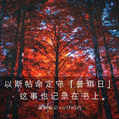 Picture 03 - 以 斯 帖 记 9:32 CUVS - 以 斯 帖 命 定 守 「 普 珥 日 」 ， - Bible Verse Picture