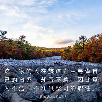 Picture 03 - 以 斯 拉 记 2:62 CUVS - 这 三 家 的 人 在 族 谱 之 中 寻 查 - Bible Verse Picture