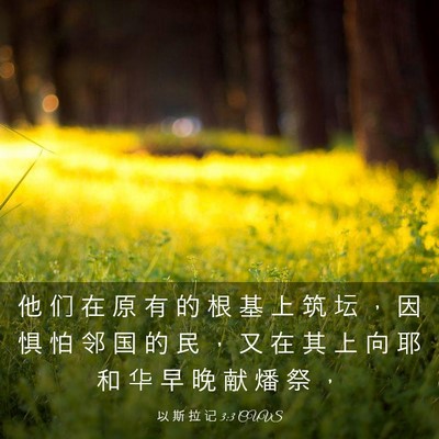 Picture 03 - 以 斯 拉 记 3:3 CUVS - 他 们 在 原 有 的 根 基 上 筑 坛 ， - Bible Verse Picture
