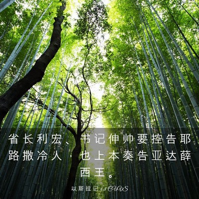 Picture 03 - 以 斯 拉 记 4:8 CUVS - 省 长 利 宏 、 书 记 伸 帅 要 控 告 - Bible Verse Picture