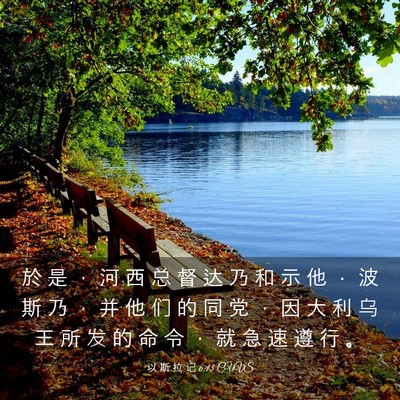 Picture 03 - 以 斯 拉 记 6:13 CUVS - 於 是 ， 河 西 总 督 达 乃 和 示 他 - Bible Verse Picture