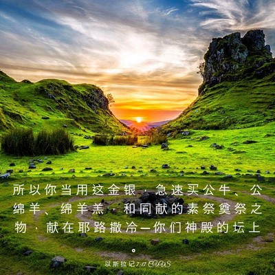 Picture 03 - 以 斯 拉 记 7:17 CUVS - 所 以 你 当 用 这 金 银 ， 急 速 买 - Bible Verse Picture