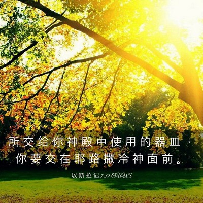 Picture 03 - 以 斯 拉 记 7:19 CUVS - 所 交 给 你 神 殿 中 使 用 的 器 皿 - Bible Verse Picture