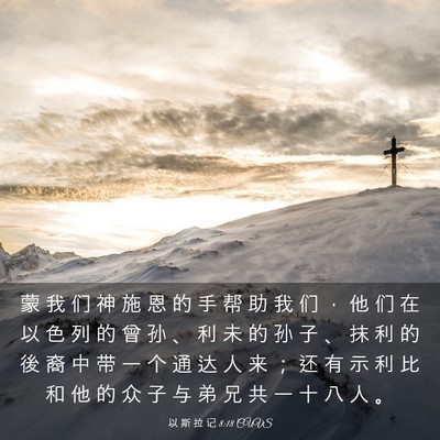 Picture 03 - 以 斯 拉 记 8:18 CUVS - 蒙 我 们 神 施 恩 的 手 帮 助 我 们 - Bible Verse Picture