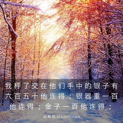 Picture 03 - 以 斯 拉 记 8:26 CUVS - 我 秤 了 交 在 他 们 手 中 的 银 子 - Bible Verse Picture