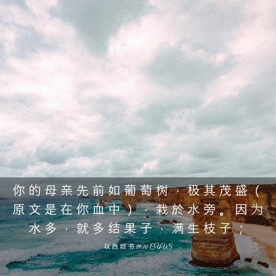Picture 03 - 以 西 结 书 19:10 CUVS - 你 的 母 亲 先 前 如 葡 萄 树 ， 极 - Bible Verse Picture