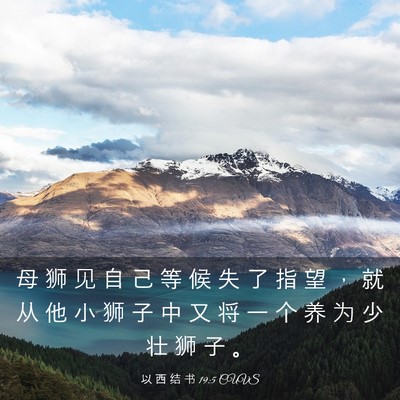 Picture 03 - 以 西 结 书 19:5 CUVS - 母 狮 见 自 己 等 候 失 了 指 望 ， - Bible Verse Picture