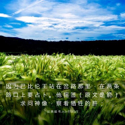 Picture 03 - 以 西 结 书 21:21 CUVS - 因 为 巴 比 伦 王 站 在 岔 路 那 里 - Bible Verse Picture