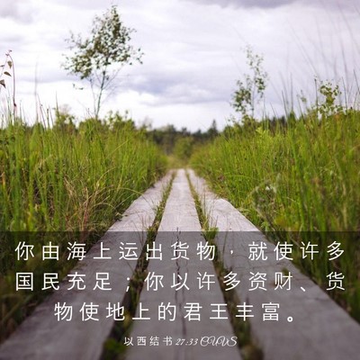 Picture 03 - 以 西 结 书 27:33 CUVS - 你 由 海 上 运 出 货 物 ， 就 使 许 - Bible Verse Picture