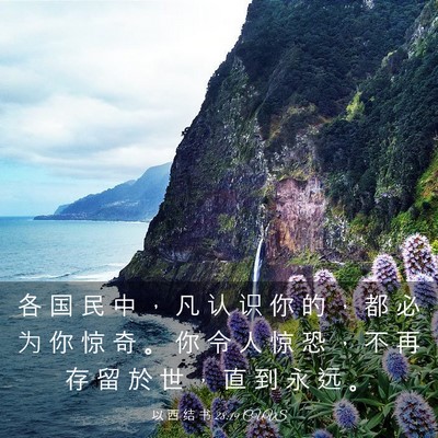 Picture 03 - 以 西 结 书 28:19 CUVS - 各 国 民 中 ， 凡 认 识 你 的 ， 都 - Bible Verse Picture