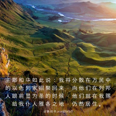 Picture 03 - 以 西 结 书 28:25 CUVS - 主 耶 和 华 如 此 说 ： 我 将 分 散 - Bible Verse Picture