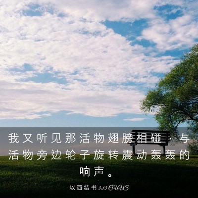 Picture 03 - 以 西 结 书 3:13 CUVS - 我 又 听 见 那 活 物 翅 膀 相 碰 ， - Bible Verse Picture