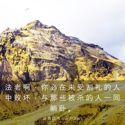 Picture 03 - 以 西 结 书 32:28 CUVS - 法 老 啊 ， 你 必 在 未 受 割 礼 的 - Bible Verse Picture