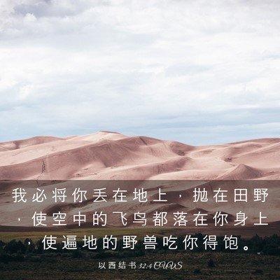 Picture 03 - 以 西 结 书 32:4 CUVS - 我 必 将 你 丢 在 地 上 ， 抛 在 田 - Bible Verse Picture