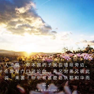 Picture 03 - 以 西 结 书 33:30 CUVS - 人 子 啊 ， 你 本 国 的 子 民 在 墙 - Bible Verse Picture