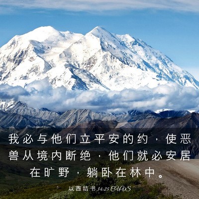 Picture 03 - 以 西 结 书 34:25 CUVS - 我 必 与 他 们 立 平 安 的 约 ， 使 - Bible Verse Picture