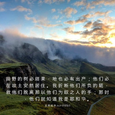 Picture 03 - 以 西 结 书 34:27 CUVS - 田 野 的 树 必 结 果 ， 地 也 必 有 - Bible Verse Picture