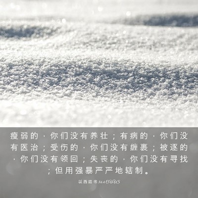 Picture 03 - 以 西 结 书 34:4 CUVS - 瘦 弱 的 ， 你 们 没 有 养 壮 ； 有 - Bible Verse Picture