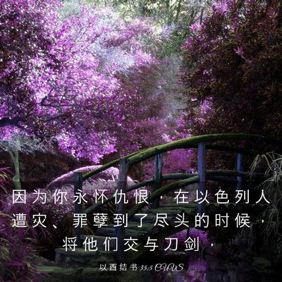 Picture 03 - 以 西 结 书 35:5 CUVS - 因 为 你 永 怀 仇 恨 ， 在 以 色 列 - Bible Verse Picture