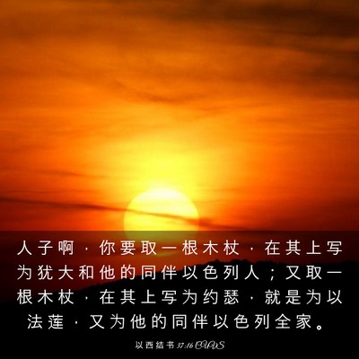 Picture 03 - 以 西 结 书 37:16 CUVS - 人 子 啊 ， 你 要 取 一 根 木 杖 ， - Bible Verse Picture