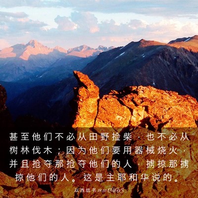 Picture 03 - 以 西 结 书 39:10 CUVS - 甚 至 他 们 不 必 从 田 野 捡 柴 ， - Bible Verse Picture