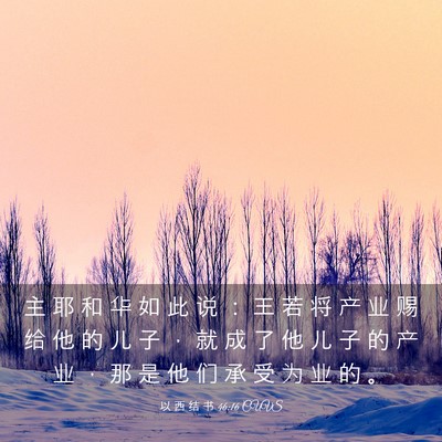 Picture 03 - 以 西 结 书 46:16 CUVS - 主 耶 和 华 如 此 说 ： 王 若 将 产 - Bible Verse Picture