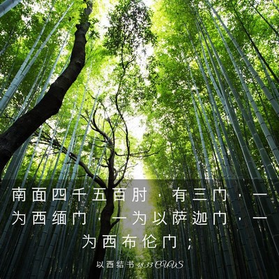 Picture 03 - 以 西 结 书 48:33 CUVS - 南 面 四 千 五 百 肘 ， 有 三 门 ， - Bible Verse Picture