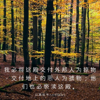 Picture 03 - 以 西 结 书 7:21 CUVS - 我 必 将 这 殿 交 付 外 邦 人 为 掠 - Bible Verse Picture