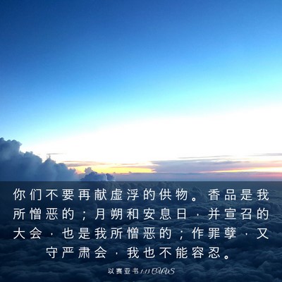 Picture 03 - 以 赛 亚 书 1:13 CUVS - 你 们 不 要 再 献 虚 浮 的 供 物 。 - Bible Verse Picture