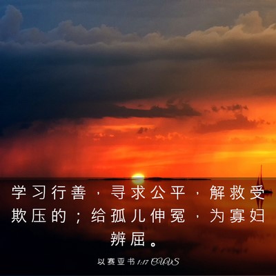 Picture 03 - 以 赛 亚 书 1:17 CUVS - 学 习 行 善 ， 寻 求 公 平 ， 解 救 - Bible Verse Picture