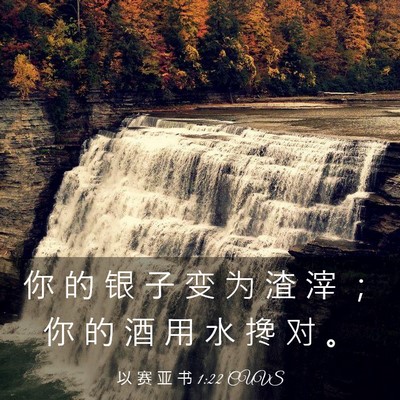 Picture 03 - 以 赛 亚 书 1:22 CUVS - 你 的 银 子 变 为 渣 滓 ； 你 的 酒 - Bible Verse Picture
