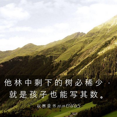 Picture 03 - 以 赛 亚 书 10:19 CUVS - 他 林 中 剩 下 的 树 必 稀 少 ， 就 - Bible Verse Picture