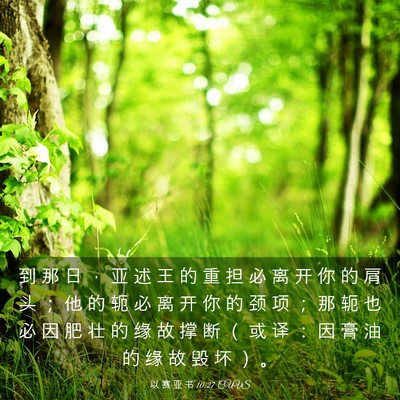 Picture 03 - 以 赛 亚 书 10:27 CUVS - 到 那 日 ， 亚 述 王 的 重 担 必 离 - Bible Verse Picture