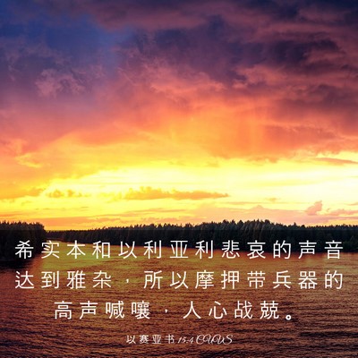 Picture 03 - 以 赛 亚 书 15:4 CUVS - 希 实 本 和 以 利 亚 利 悲 哀 的 声 - Bible Verse Picture