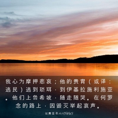 Picture 03 - 以 赛 亚 书 15:5 CUVS - 我 心 为 摩 押 悲 哀 ； 他 的 贵 胄 - Bible Verse Picture