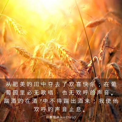 Picture 03 - 以 赛 亚 书 16:10 CUVS - 从 肥 美 的 田 中 夺 去 了 欢 喜 快 - Bible Verse Picture