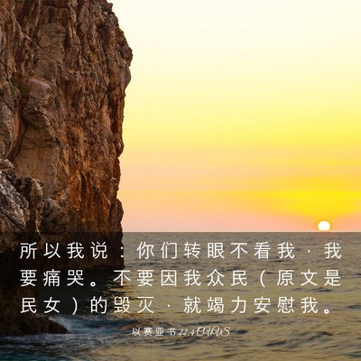 Picture 03 - 以 赛 亚 书 22:4 CUVS - 所 以 我 说 ： 你 们 转 眼 不 看 我 - Bible Verse Picture