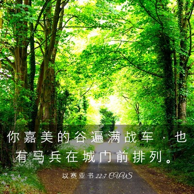 Picture 03 - 以 赛 亚 书 22:7 CUVS - 你 嘉 美 的 谷 遍 满 战 车 ， 也 有 - Bible Verse Picture