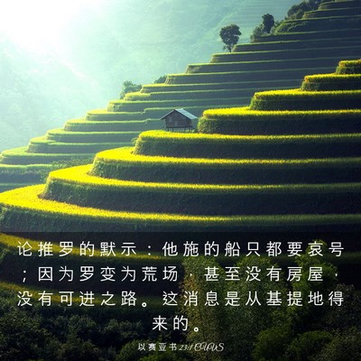 Picture 03 - 以 赛 亚 书 23:1 CUVS - 论 推 罗 的 默 示 ： 他 施 的 船 只 - Bible Verse Picture