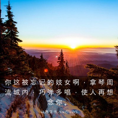 Picture 03 - 以 赛 亚 书 23:16 CUVS - 你 这 被 忘 记 的 妓 女 啊 ， 拿 琴 - Bible Verse Picture