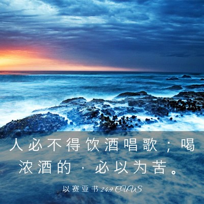 Picture 03 - 以 赛 亚 书 24:9 CUVS - 人 必 不 得 饮 酒 唱 歌 ； 喝 浓 酒 - Bible Verse Picture