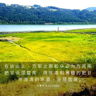 Picture 03 - 以 赛 亚 书 25:6 CUVS - 在 这 山 上 ， 万 军 之 耶 和 华 必 - Bible Verse Picture