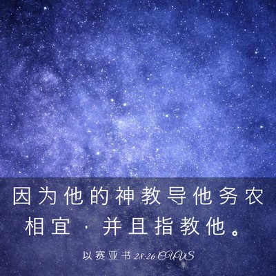Picture 03 - 以 赛 亚 书 28:26 CUVS - 因 为 他 的 神 教 导 他 务 农 相 宜 - Bible Verse Picture