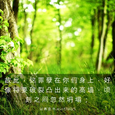 Picture 03 - 以 赛 亚 书 30:13 CUVS - 故 此 ， 这 罪 孽 在 你 们 身 上 ， - Bible Verse Picture
