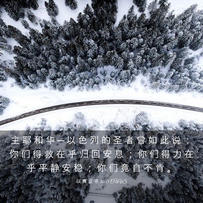 Picture 03 - 以 赛 亚 书 30:15 CUVS - 主 耶 和 华 ─ 以 色 列 的 圣 者 曾 - Bible Verse Picture