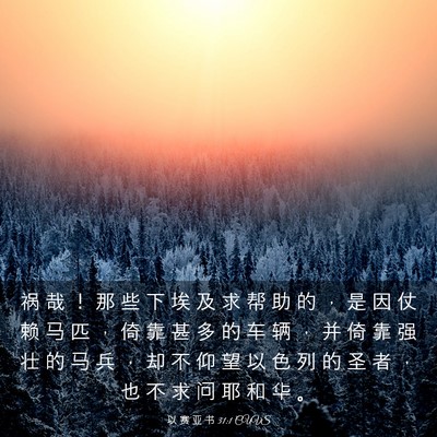 Picture 03 - 以 赛 亚 书 31:1 CUVS - 祸 哉 ！ 那 些 下 埃 及 求 帮 助 的 - Bible Verse Picture
