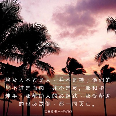 Picture 03 - 以 赛 亚 书 31:3 CUVS - 埃 及 人 不 过 是 人 ， 并 不 是 神 - Bible Verse Picture