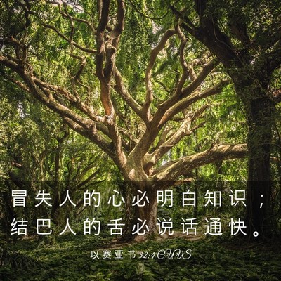 Picture 03 - 以 赛 亚 书 32:4 CUVS - 冒 失 人 的 心 必 明 白 知 识 ； 结 - Bible Verse Picture