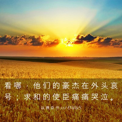 Picture 03 - 以 赛 亚 书 33:7 CUVS - 看 哪 ， 他 们 的 豪 杰 在 外 头 哀 - Bible Verse Picture