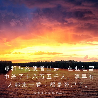 Picture 03 - 以 赛 亚 书 37:36 CUVS - 耶 和 华 的 使 者 出 去 ， 在 亚 述 - Bible Verse Picture